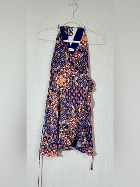 Juniper Blu size S boho Floral Navy Wrap Dress